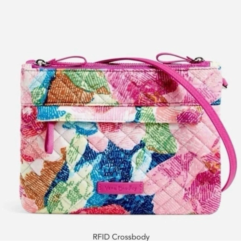 Vera Bradley Bright Pink “Superbloom” Crossbody Multiple use Two-piece NEW RFID